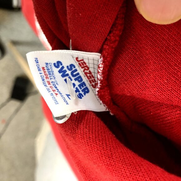 VTG Wisconsin Badgers Sweatshirt Hoodie Red Size L Jerzees Super Sweats USA Made - Picture 7 of 8